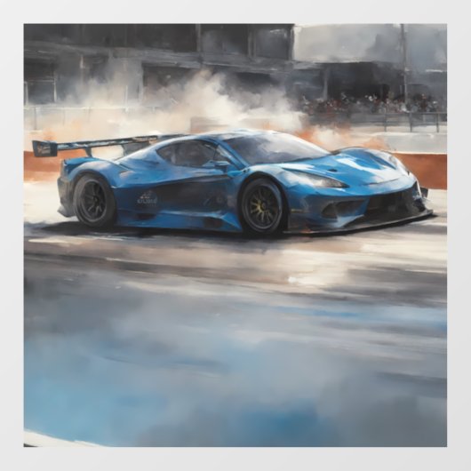 Dynamische blauwe stedelijke racescene raamsticker (Vel)