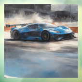 Dynamische blauwe stedelijke racescene raamsticker (Vel 3)