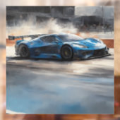Dynamische blauwe stedelijke racescene raamsticker (Vel 2)