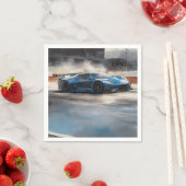 Dynamische blauwe stedelijke racescene servet (Insitu)