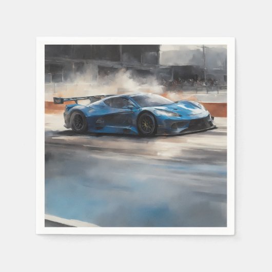 Dynamische blauwe stedelijke racescene servet (Voorkant)