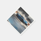 Dynamische blauwe stedelijke racescene servet (Hoek)