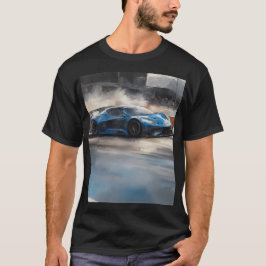 Dynamische blauwe stedelijke racescene t-shirt