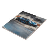 Dynamische blauwe stedelijke racescene tegeltje (Zijkant)