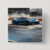 Dynamische blauwe stedelijke racescene vierkante button 5,1 cm (Voorkant)