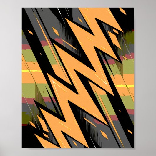 Dynamische bliksem op donkere achtergrond poster (Voorkant)