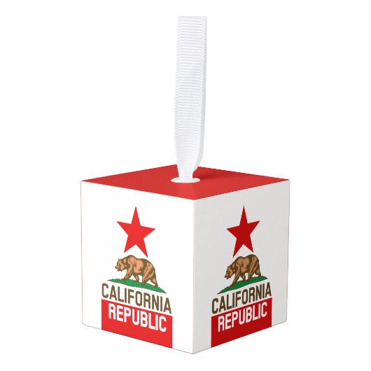 Dynamische California State Flag Graphic op een Kubus Ornament (Voorkant hoekig)