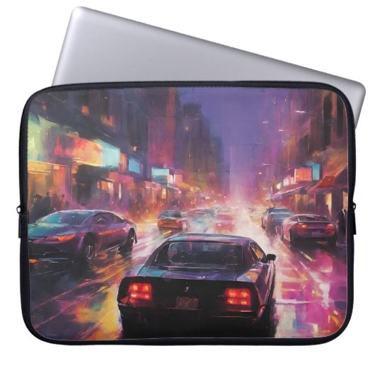 Dynamische Cityscape Racing Laptop Sleeve (Voorkant)