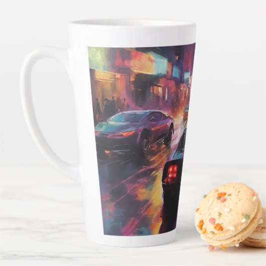 Dynamische Cityscape Racing Latte Mok (In situ)