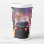 Dynamische Cityscape Racing Latte Mok (Voorkant)