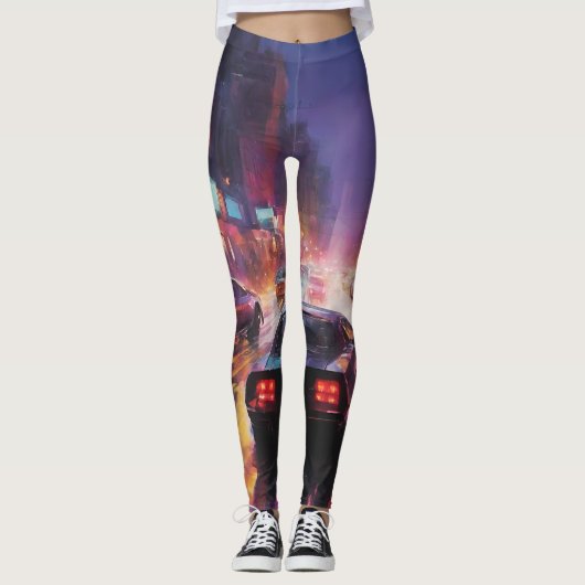 Dynamische Cityscape Racing Leggings (Voorkant)