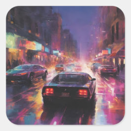 Dynamische Cityscape Racing Vierkante Sticker