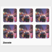 Dynamische Cityscape Racing Vierkante Sticker (Vel)