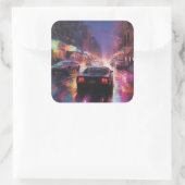 Dynamische Cityscape Racing Vierkante Sticker (Tas)
