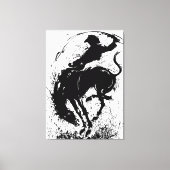 Dynamische Cowboy Rodeo Silhouet Kunst Canvas Afdruk (Voorkant)