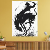 Dynamische Cowboy Rodeo Silhouet Kunst Canvas Afdruk (Insitu (Woonkamer))