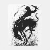 Dynamische Cowboy Rodeo Silhouet Kunst Fleece Deken (Voorkant)