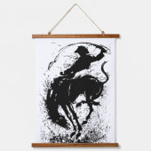 Dynamische Cowboy Rodeo Silhouet Kunst Hangend Wandkleed (Voorkant)