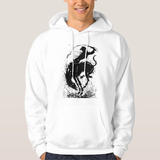 Dynamische Cowboy Rodeo Silhouet Kunst Hoodie (Voorkant)