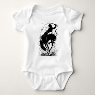 Dynamische Cowboy Rodeo Silhouet Kunst Romper