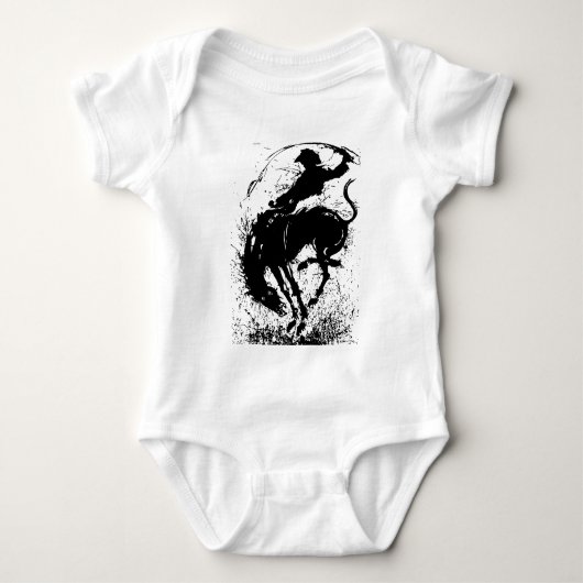 Dynamische Cowboy Rodeo Silhouet Kunst Romper (Voorkant)