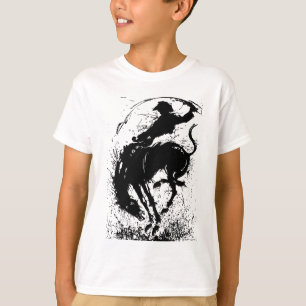 Dynamische Cowboy Rodeo Silhouet Kunst T-shirt