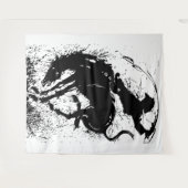 Dynamische Cowboy Rodeo Silhouet Kunst Wandkleed (Voorkant (horizontaal))
