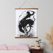 Dynamische Cowboy Rodeo Silhouette Art Hangend Wandkleed (Slaapkamer)