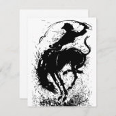 Dynamische Cowboy Rodeo Silhouette Art Notitiekaartje (Voorkant / Achterkant)