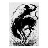 Dynamische Cowboy Rodeo Silhouette Art Perfect Poster (Voorkant)