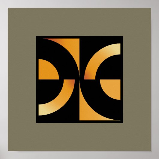 Dynamische curven: minimalistisch Sinaasappel op z Poster (Voorkant)