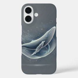 Dynamische digitale walvis in beweging iPhone 16 hoesje