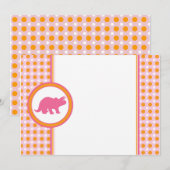 Dynamische Dino {0290} Roze Uitnodiging (Voorkant / Achterkant)
