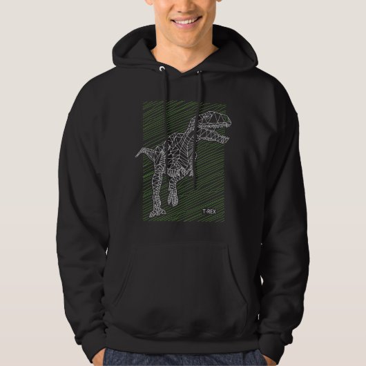 Dynamische Dino: T-Rex illustratielijnen Hoodie (Voorkant)