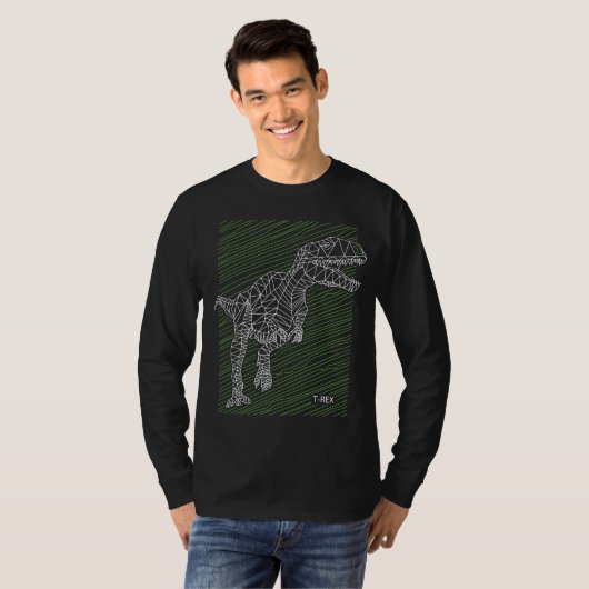 Dynamische Dino: T-Rex illustratielijnen T-shirt (Voorkant volledig)