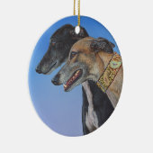 Dynamische duo Doberman Whippet-schilderkunst Keramisch Ornament (Rechts)
