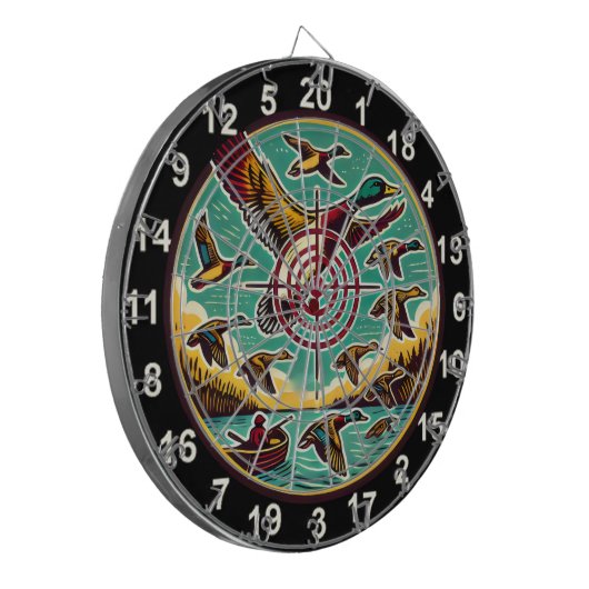 Dynamische eenden boven waterontwerp dartbord (Voorkant Links)