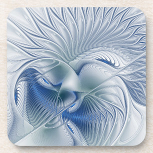Dynamische Fantasie Abstract Blau Tinten Fractal K Bier Onderzetter