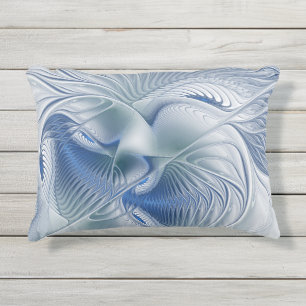 Dynamische Fantasie Abstract Blau Tinten Fractal K Buitenkussen