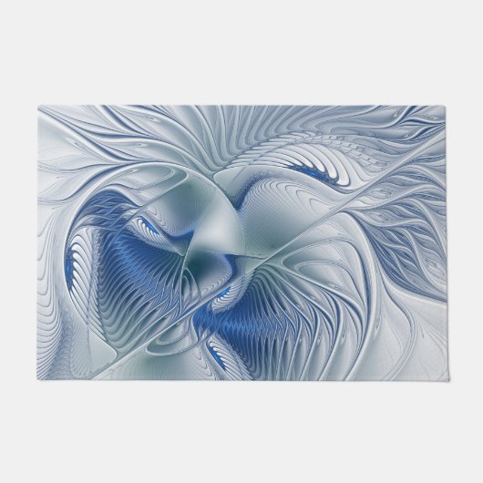 Dynamische Fantasie Abstract Blau Tinten Fractal K Deurmat (Voorkant)