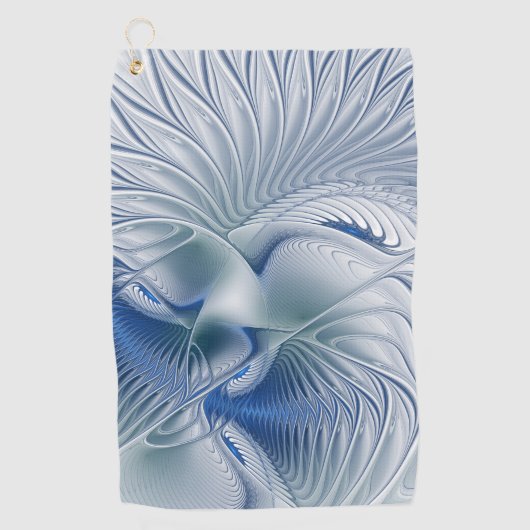 Dynamische Fantasie Abstract Blau Tinten Fractal K Golfhanddoek (Voorkant)