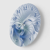 Dynamische Fantasie Abstract Blau Tinten Fractal K Grote Klok (Hoek)