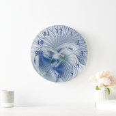 Dynamische Fantasie Abstract Blau Tinten Fractal K Grote Klok (Huis)