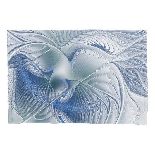 Dynamische Fantasie Abstract Blau Tinten Fractal K Kussensloop (Voorkant)