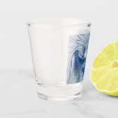 Dynamische Fantasie Abstract Blau Tinten Fractal K Shot Glas (Links)