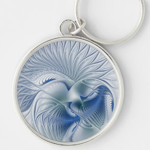 Dynamische Fantasie Abstract Blau Tinten Fractal K Sleutelhanger