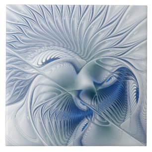 Dynamische Fantasie Abstract Blau Tinten Fractal K Tegeltje