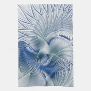 Dynamische Fantasie Abstract Blau Tinten Fractal K Theedoek