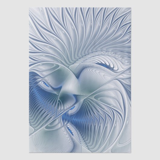 Dynamische Fantasie Abstract Blau Tinten Fractal K Tissuepapier (Voorkant)