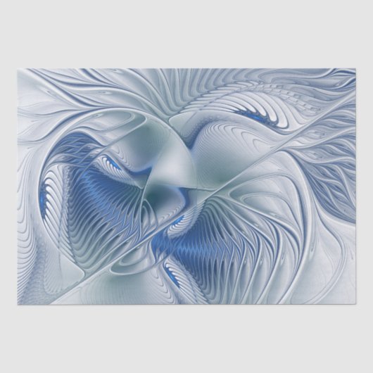 Dynamische Fantasie Abstract Blau Tinten Fractal K Tissuepapier (Voorkant)
